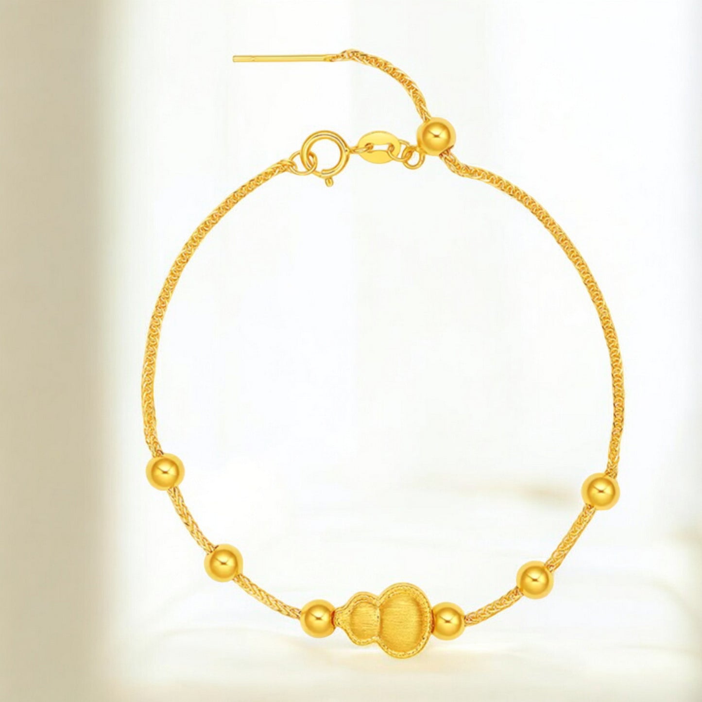 24K 5G 999 Gold Gourd Pendant with Free Bracelet