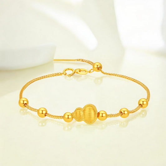 24K 5G 999 Gold Gourd Pendant with Free Bracelet