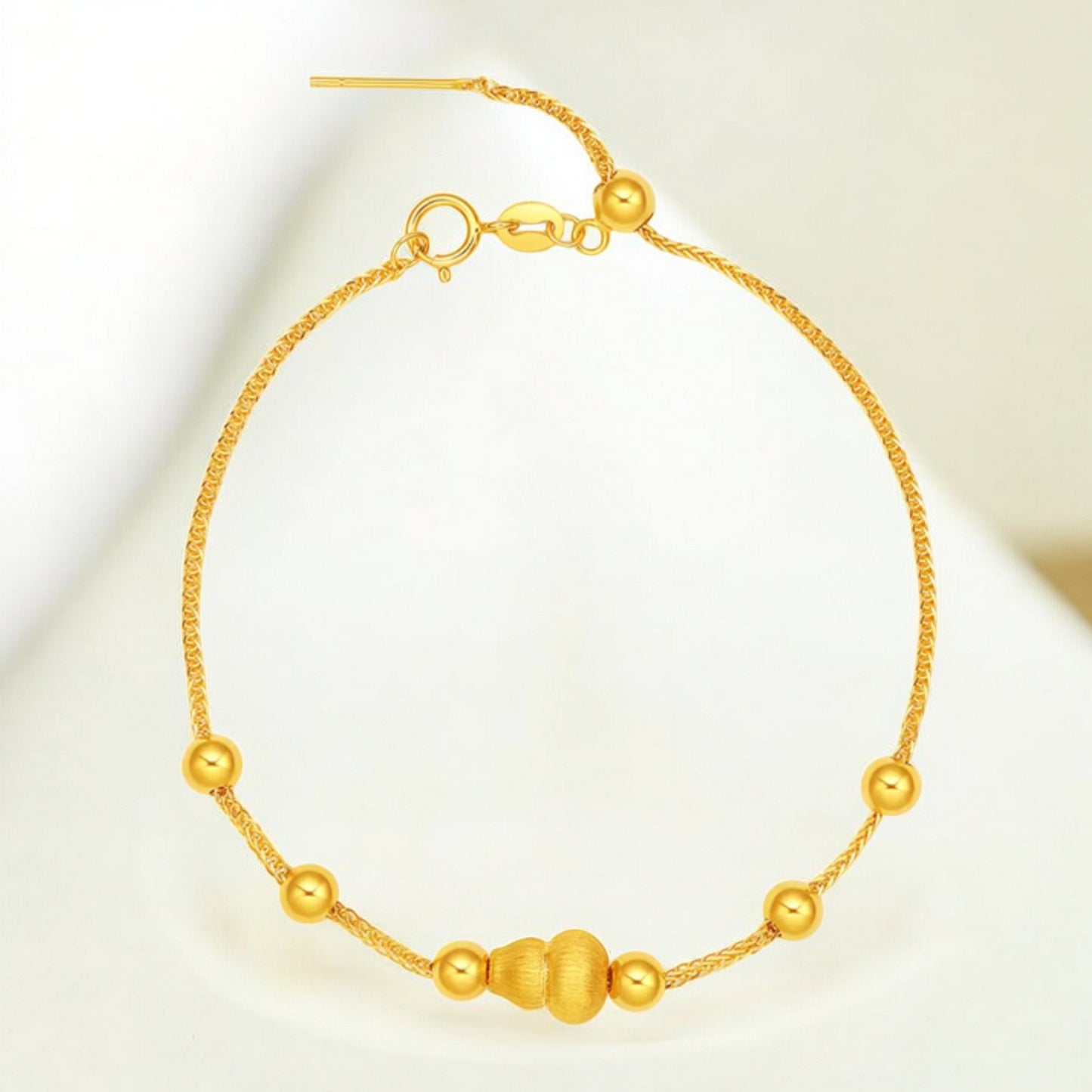 24K 5G 999 Gold Gourd Pendant with Free Bracelet