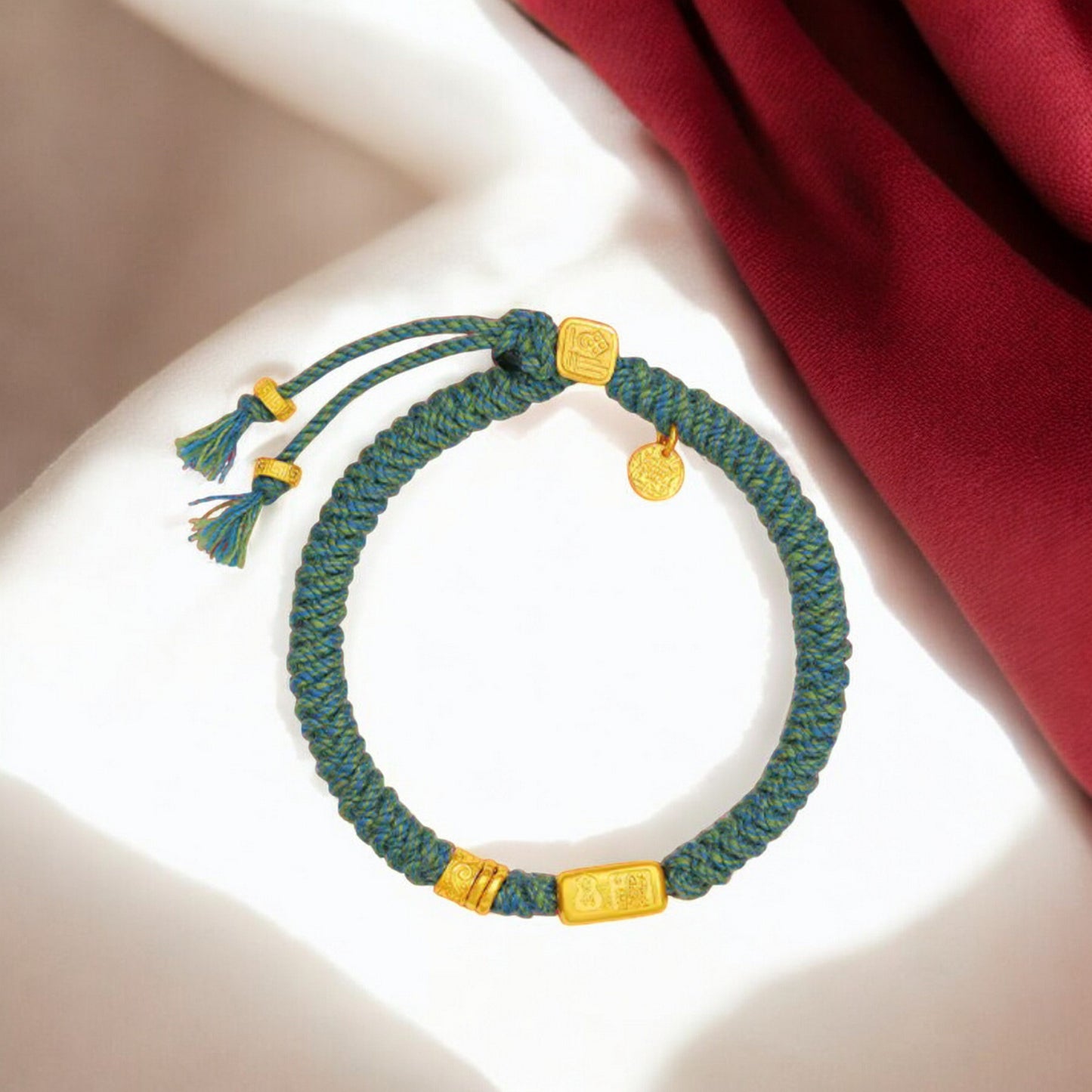 24K Gold Auspicious Charms Blessing and Wealth Woven Bracelet