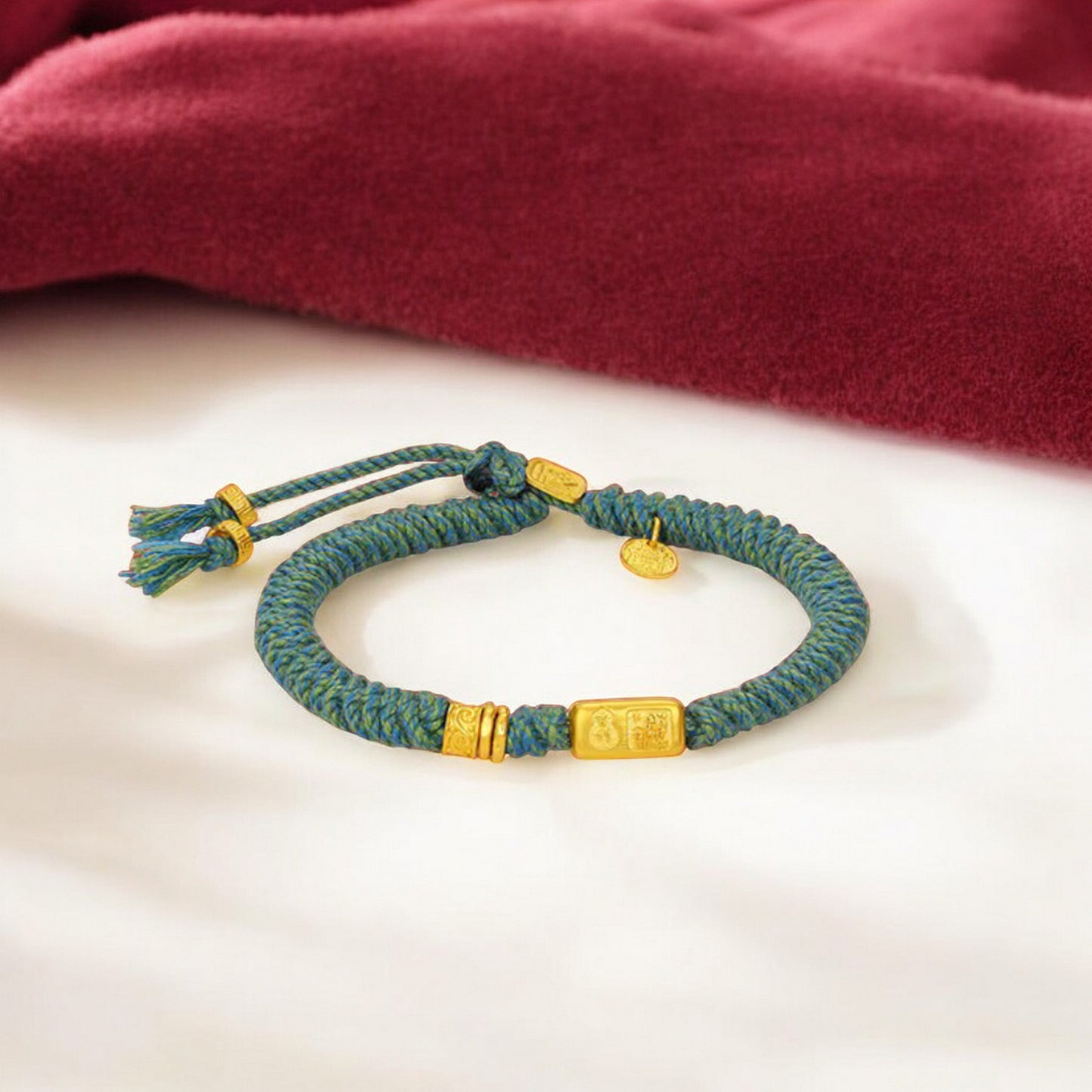 24K Gold Auspicious Charms Blessing and Wealth Woven Bracelet