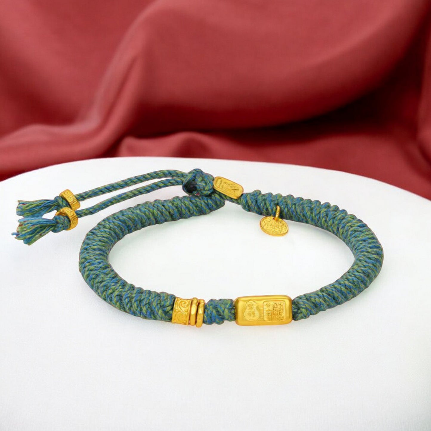 24K Gold Auspicious Charms Blessing and Wealth Woven Bracelet