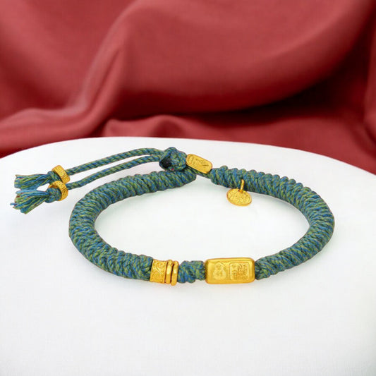 24K Gold Auspicious Charms Blessing and Wealth Woven Bracelet