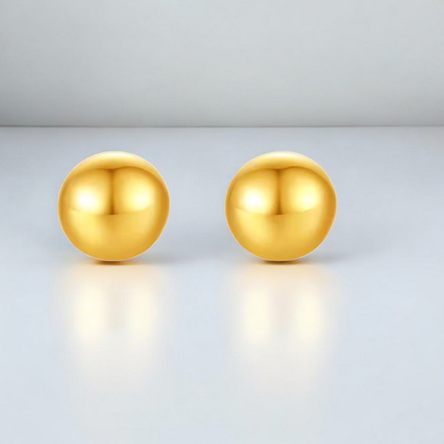 24K Real 5G Gold Minimal Bead Style Stud Earrings