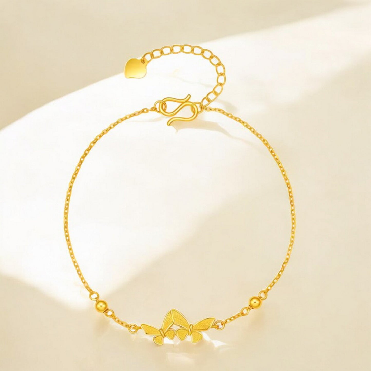 24K 5G 999 Gold Butterfly Pendant Bracelet