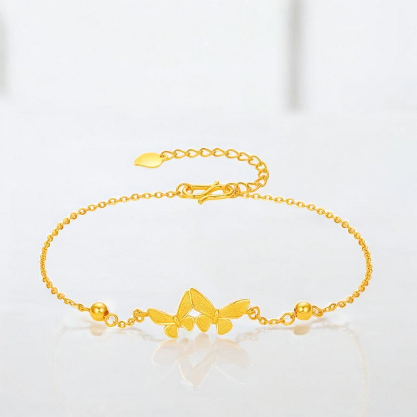 24K 5G 999 Gold Butterfly Pendant Bracelet