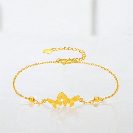 24K 5G 999 Gold Butterfly Pendant Bracelet