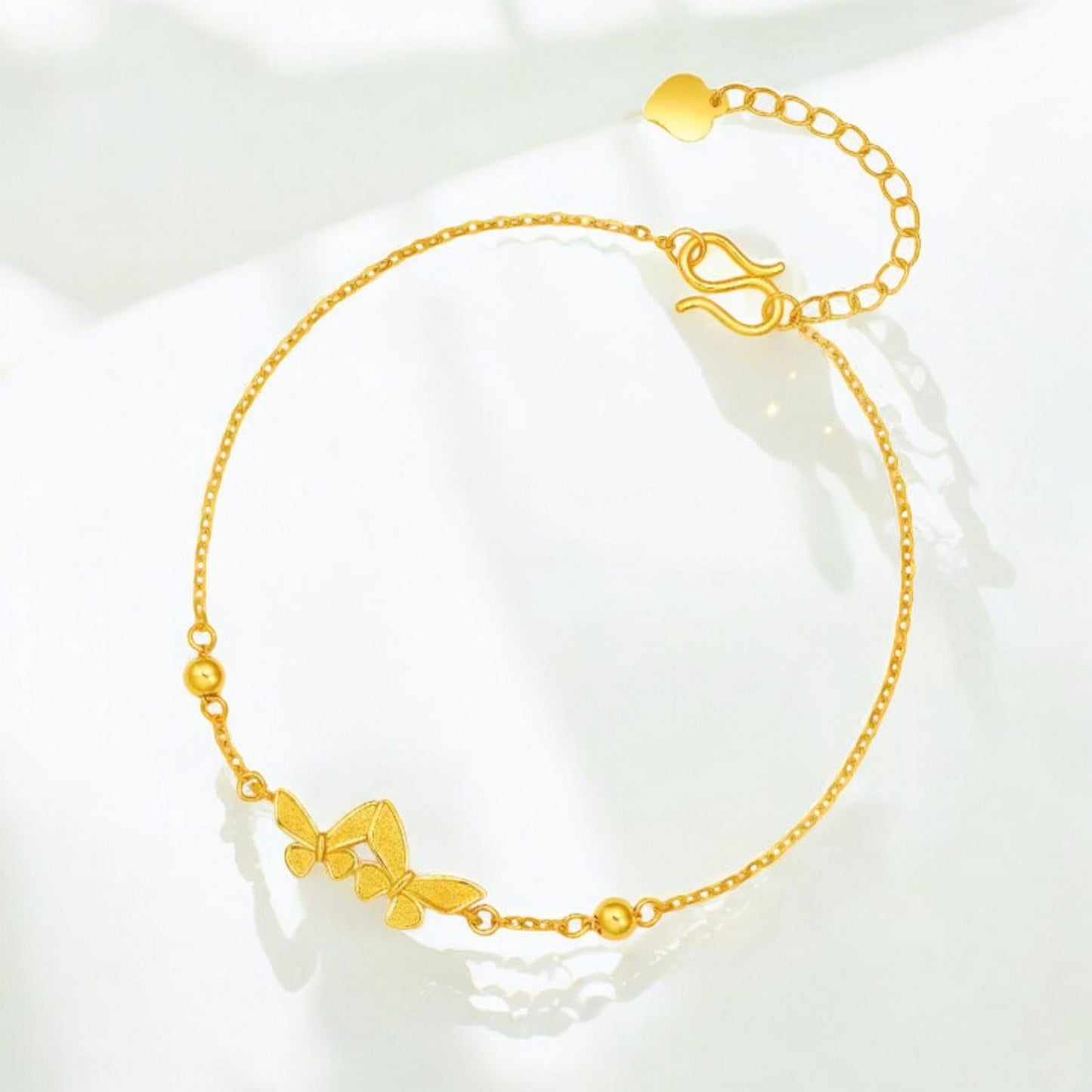 24K 5G 999 Gold Butterfly Pendant Bracelet