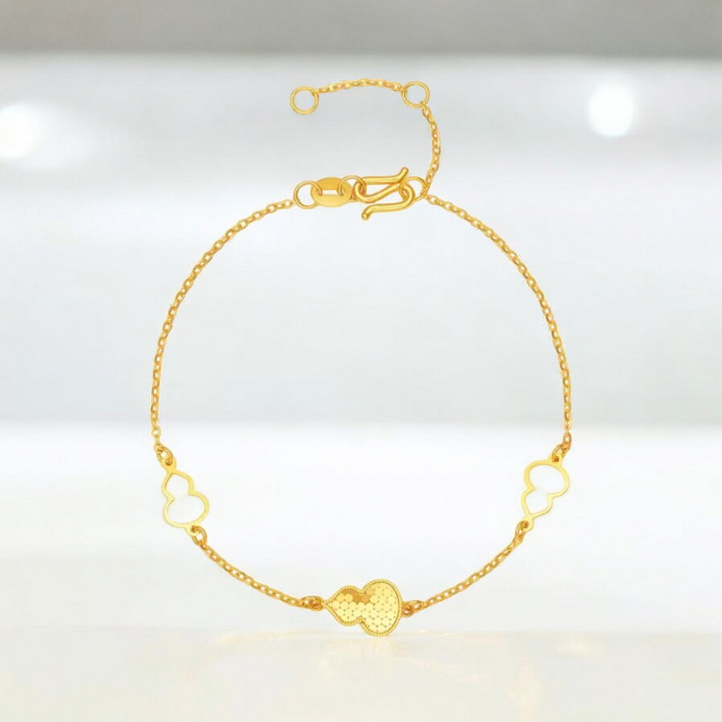 24K 5G 999 Gold Sparkling Gourd Charm Bracelet