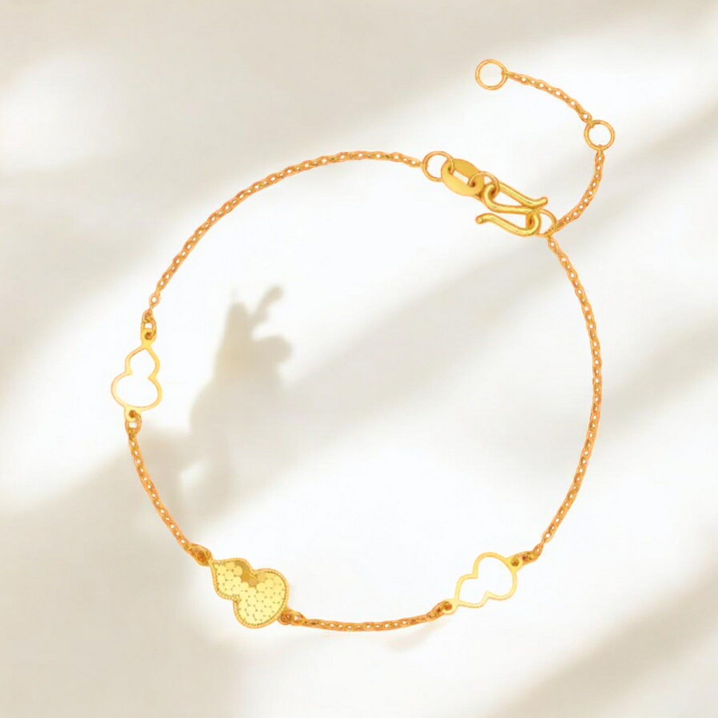 24K 5G 999 Gold Sparkling Gourd Charm Bracelet