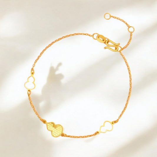 24K 5G 999 Gold Sparkling Gourd Charm Bracelet