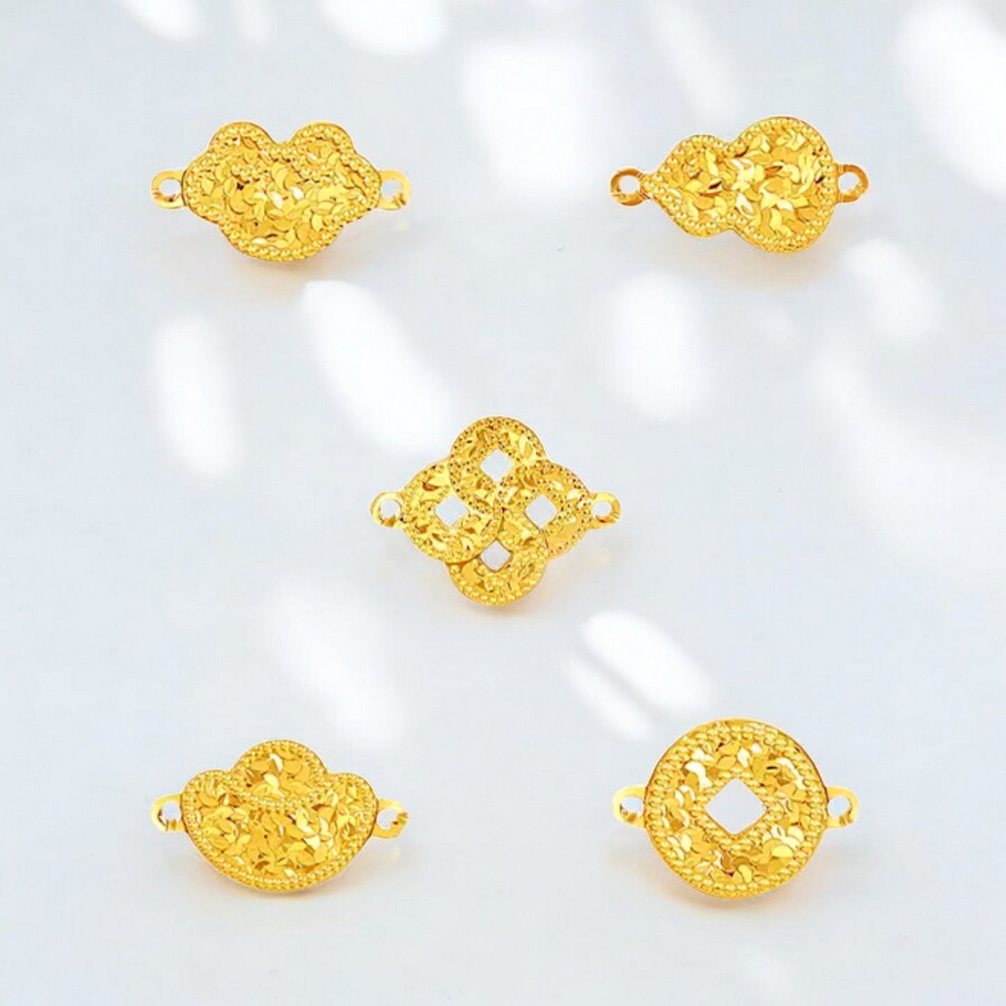 24K 5G 999 Gold Sparkling Ruyi Gourd Coin Charm Bracelet