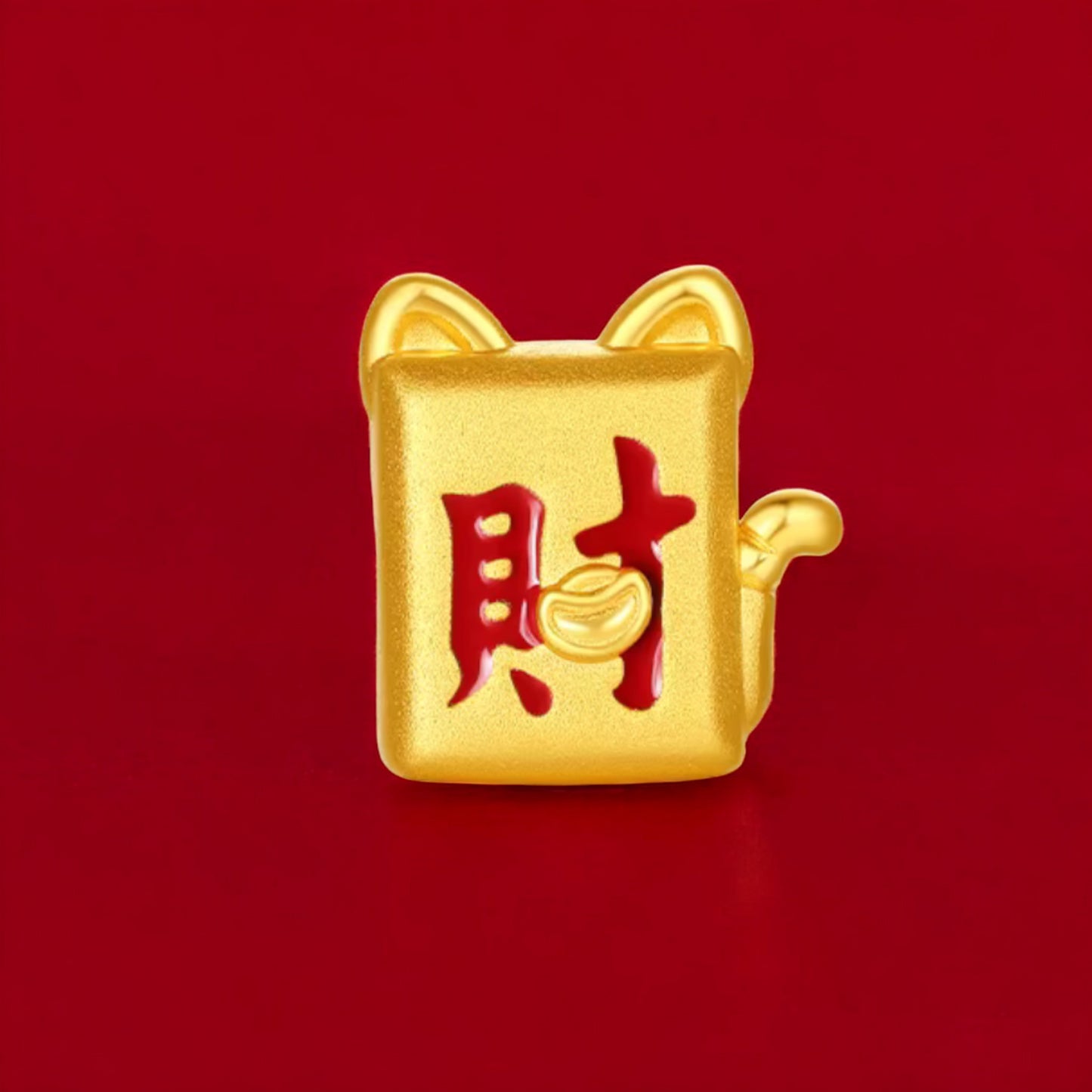 24K 5G 999 Hard Gold Fortune Cat Charm Rope Braided Bracelet