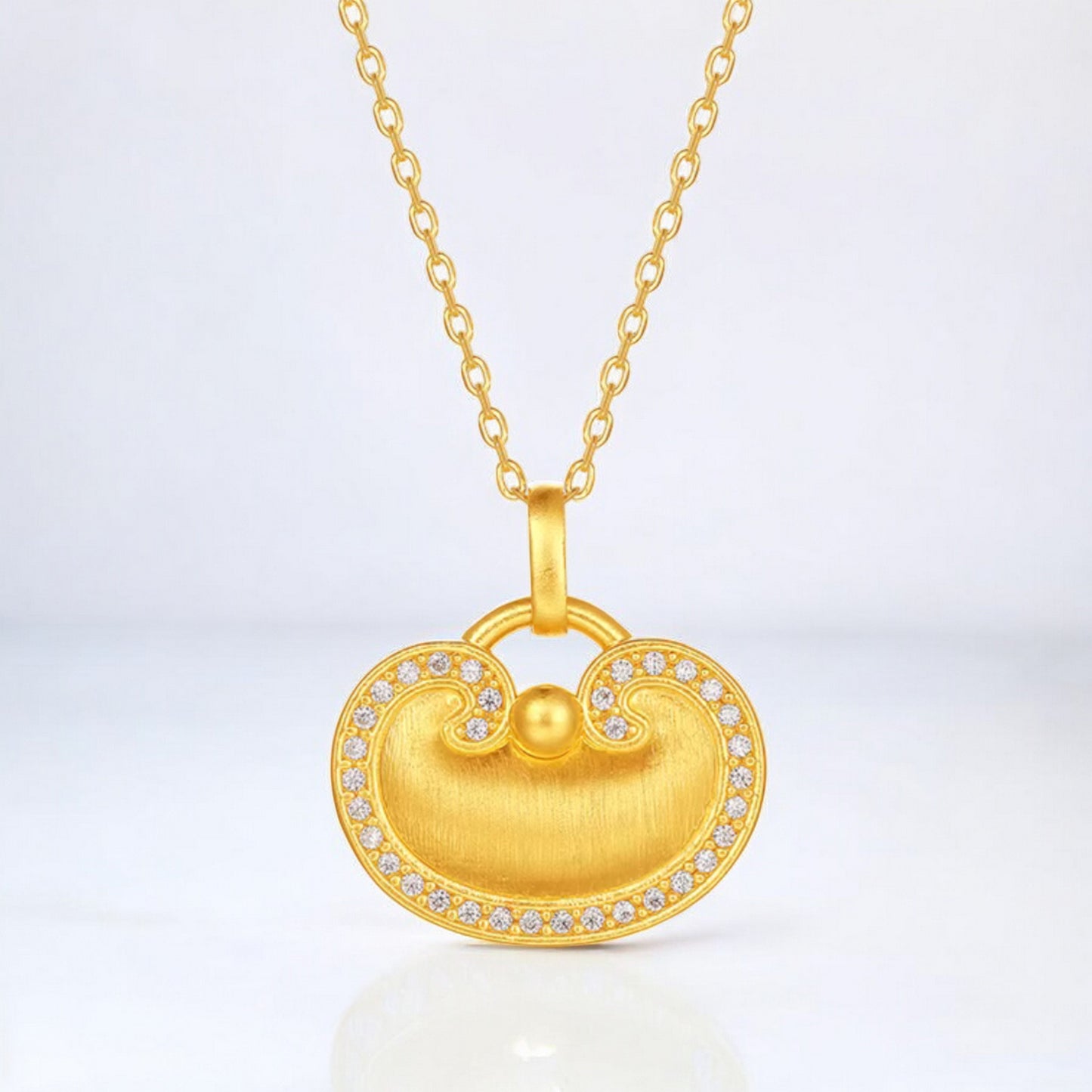 24K 999 5D Gold Lucky Diamond Auspicious Cloud Lock Pendant