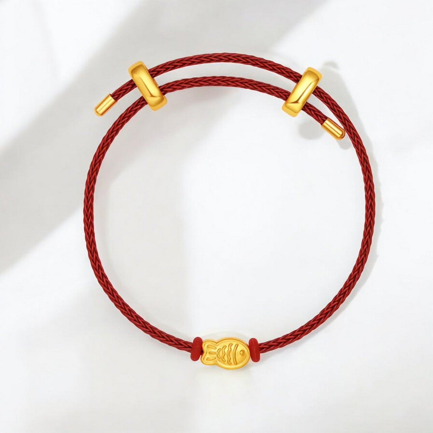 24K 999 5D Gold Fish Pendant Rope Bracelet