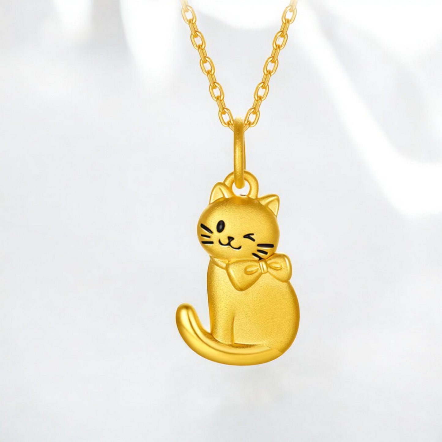 24K 999 5D Hard Gold Kitty Cat Cute Pendant