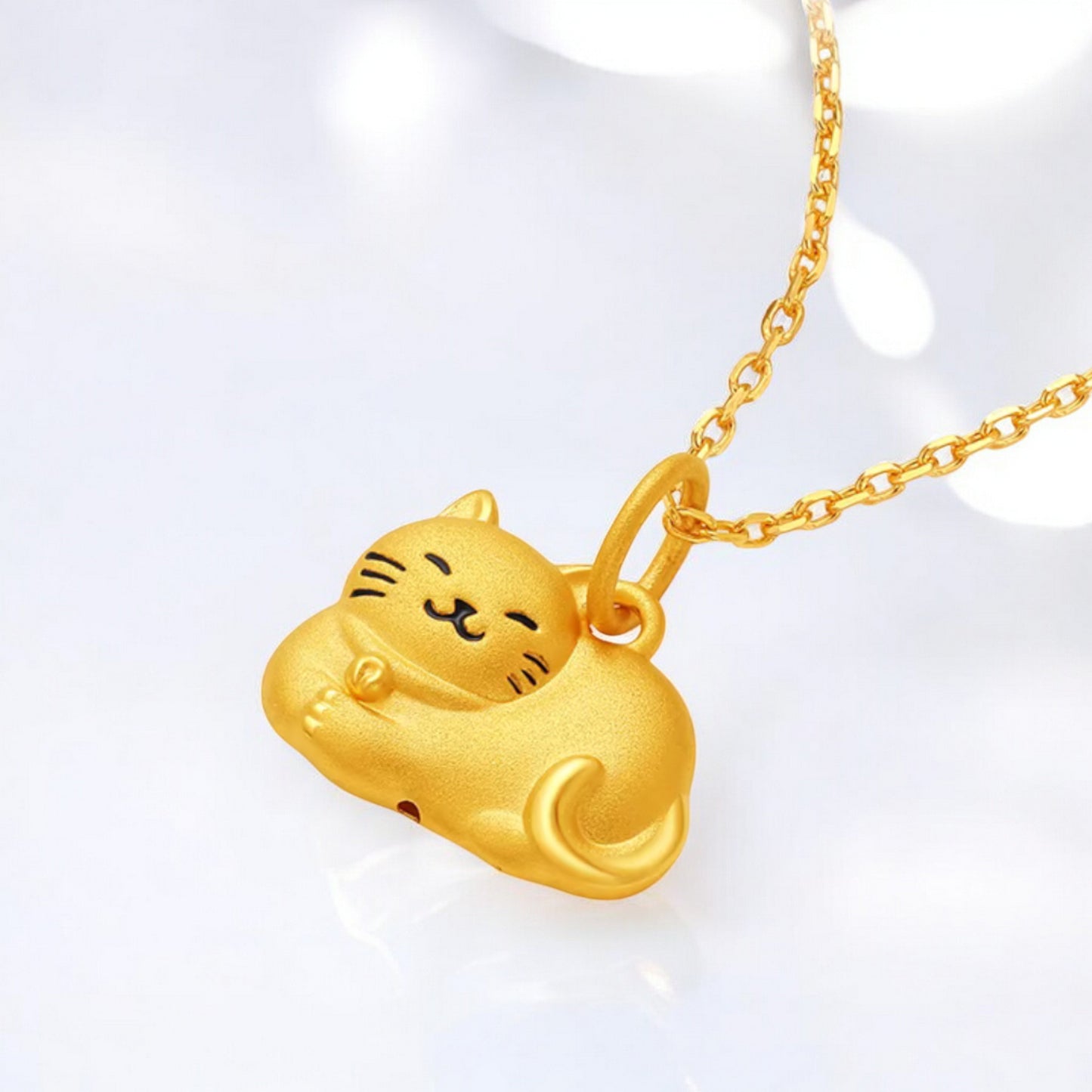 24K 999 5D Hard Gold Kitty Cat Cute Pendant