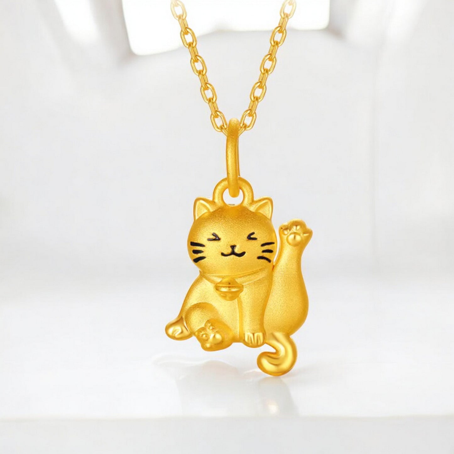 24K 999 5D Hard Gold Kitty Cat Cute Pendant