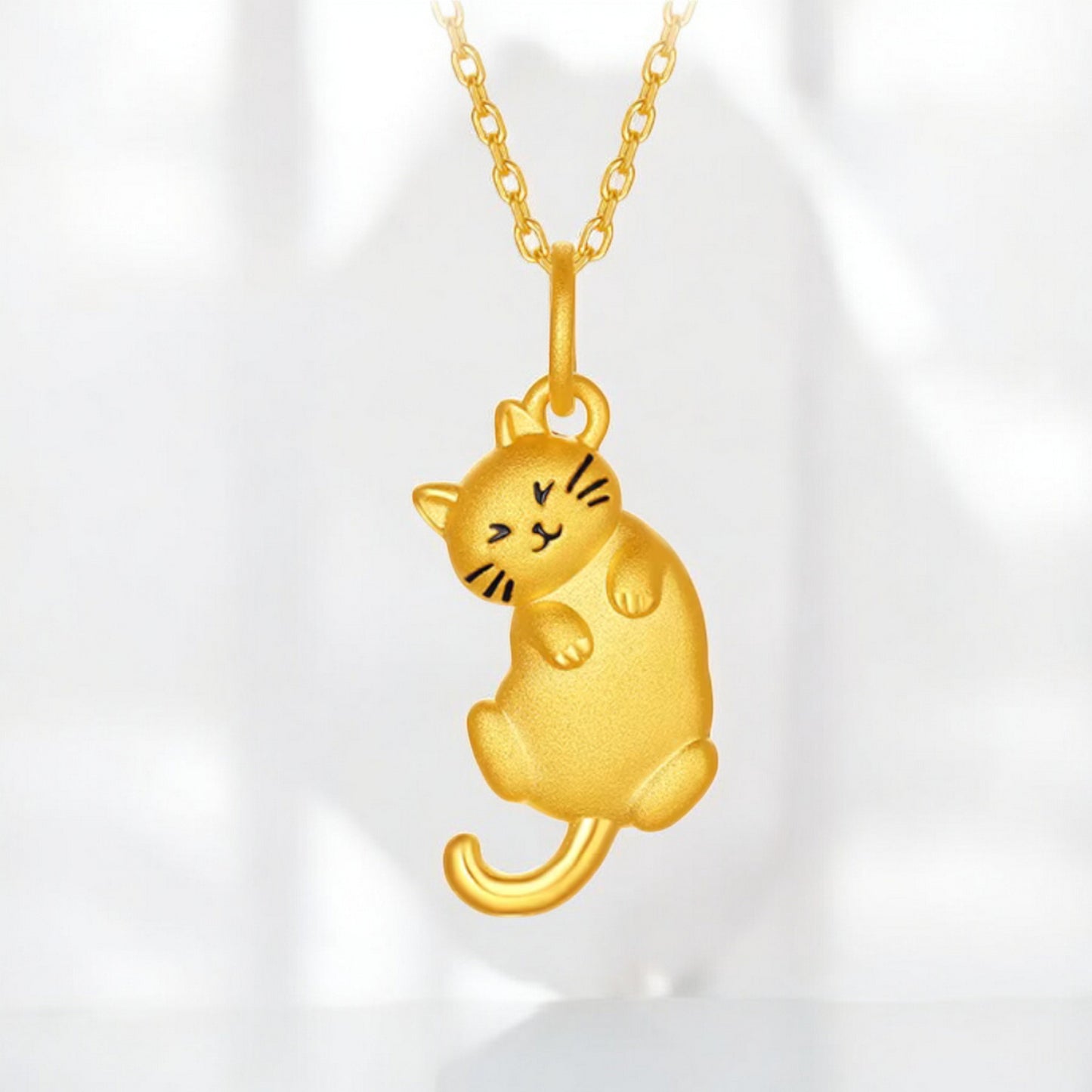 24K 999 5D Hard Gold Kitty Cat Cute Pendant