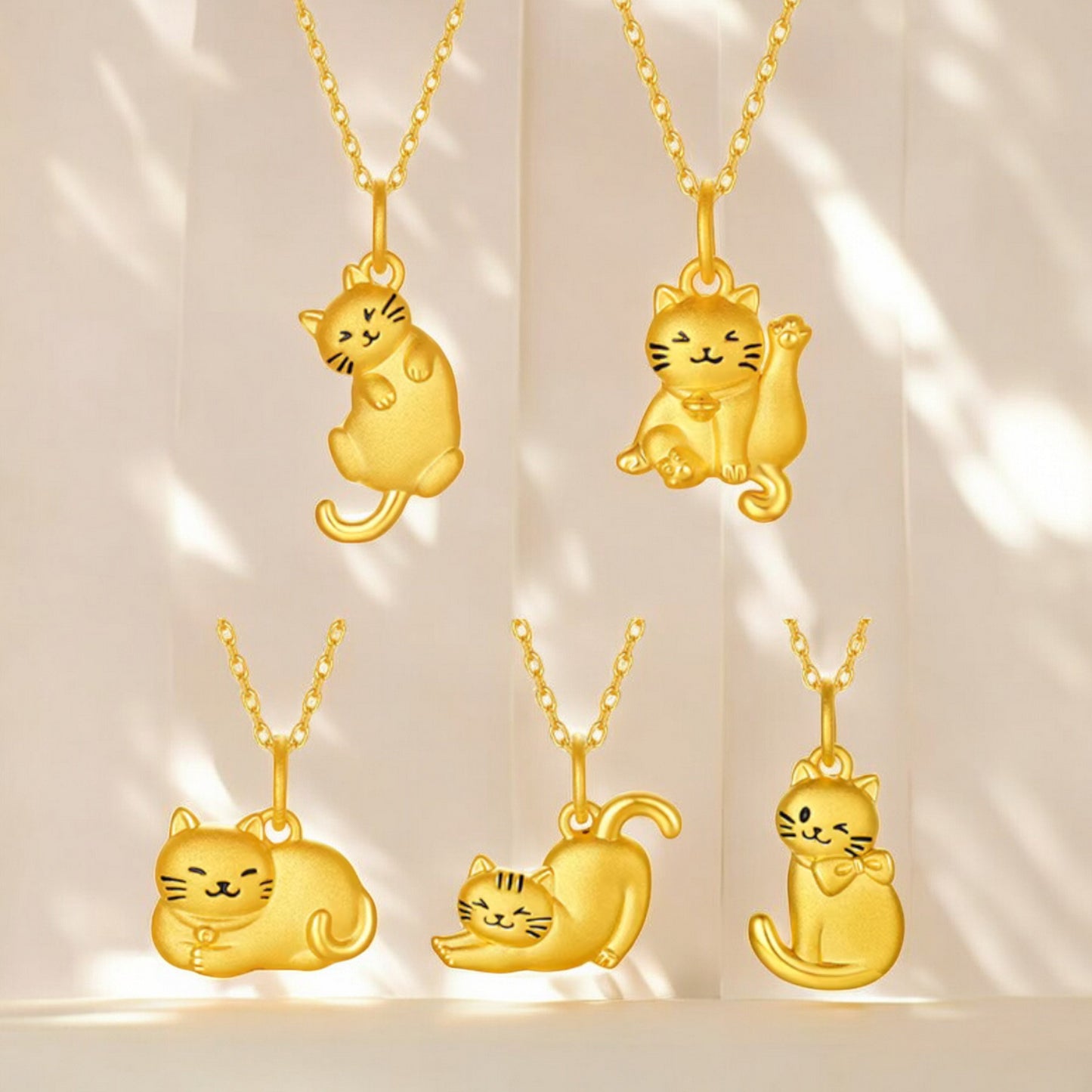24K 999 5D Hard Gold Kitty Cat Cute Pendant