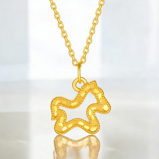 24K 999 5D Hard Gold Lucky Sparkling Zodiac Year of Horse Pendant