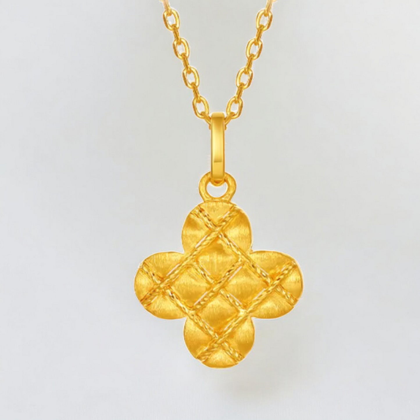 24K 999 5G Gold Lucky Clover Leaf Pendant