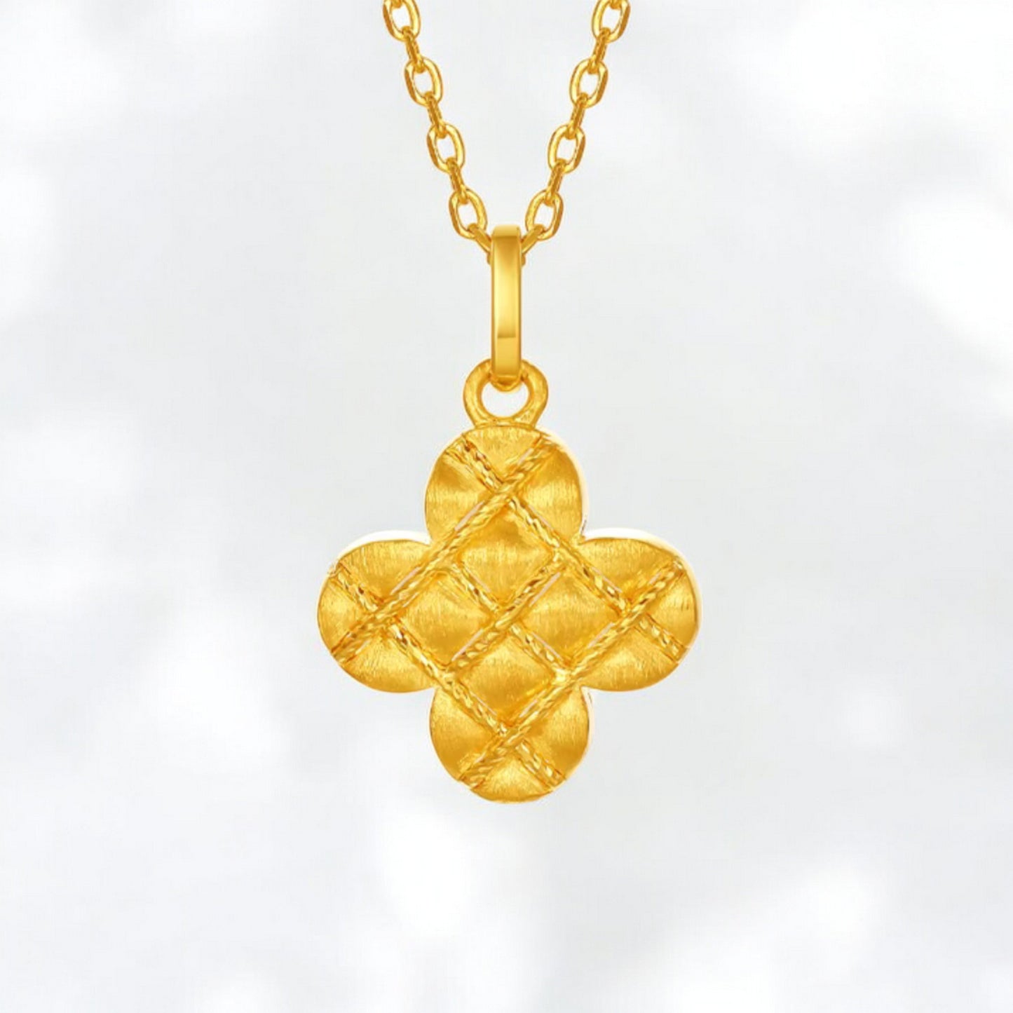24K 999 5G Gold Lucky Clover Leaf Pendant