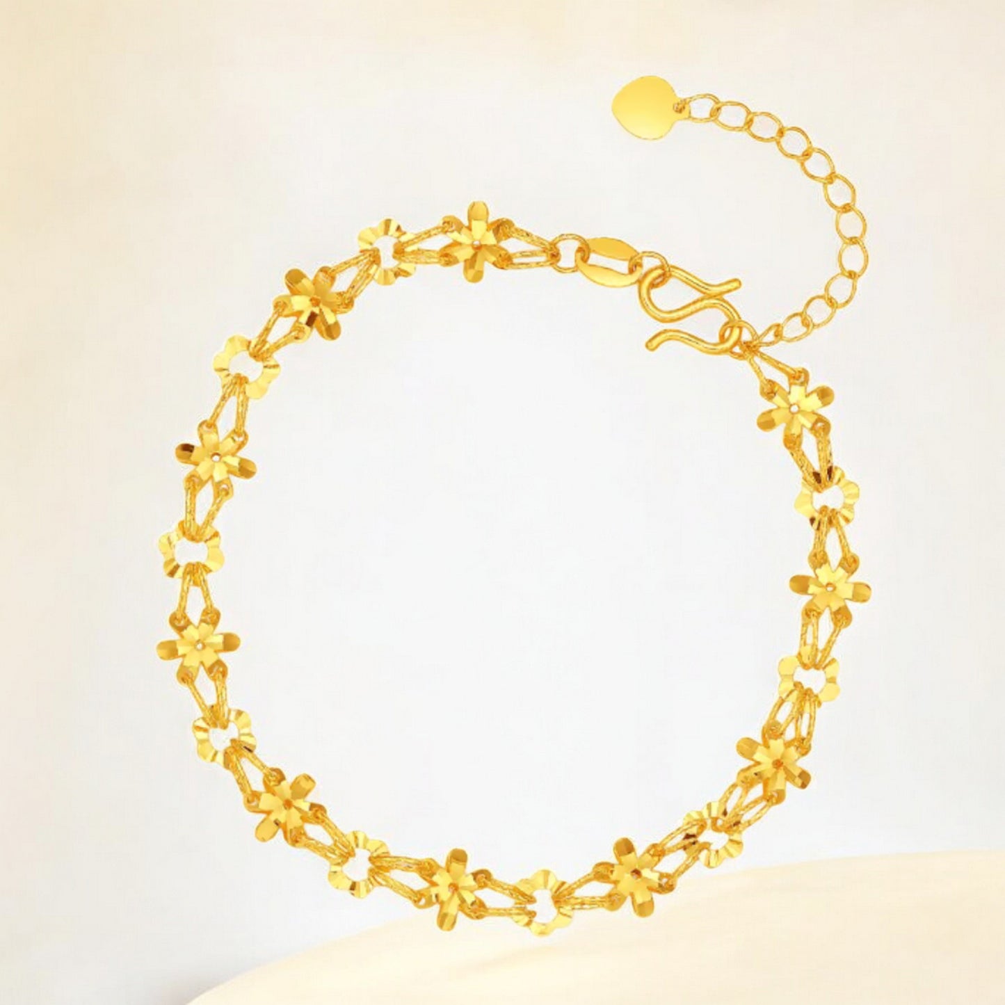 24K 5G 999 Gold Sparkling Flower Starry Bracelet
