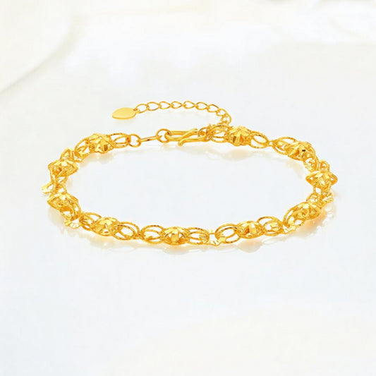24K 5G 999 Gold Sparkling Flower Starry Bracelet