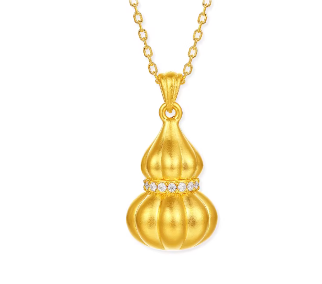 24K 999 Gold Lucky Diamond Gourd Pendant