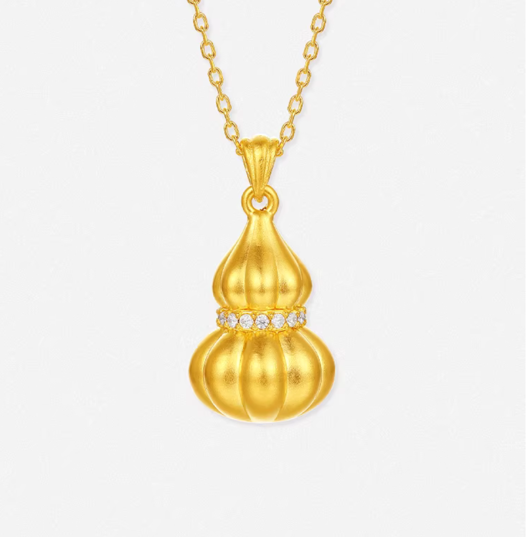 24K 999 Gold Lucky Diamond Gourd Pendant