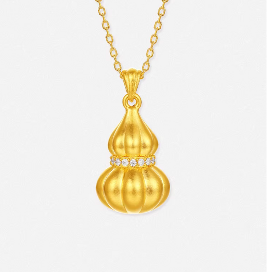 24K 999 Gold Lucky Diamond Gourd Pendant