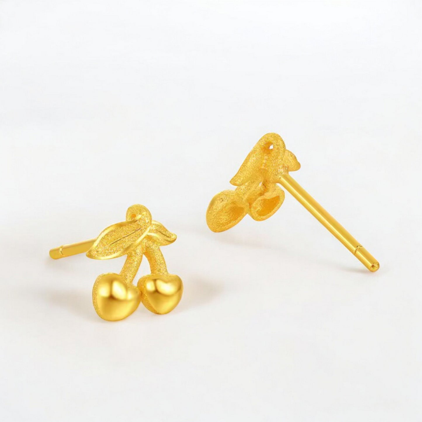 24K 5G Gold Sweet Cherry Stud Earrings