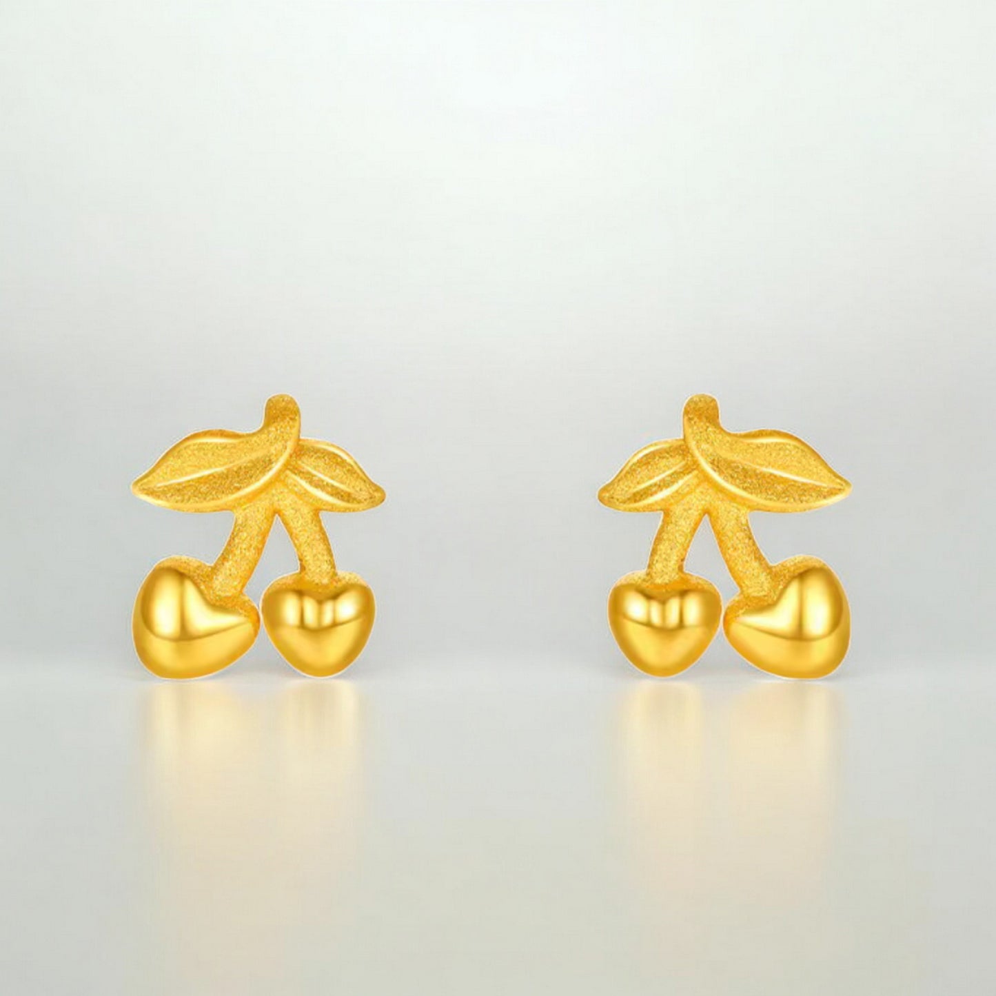 24K 5G Gold Sweet Cherry Stud Earrings
