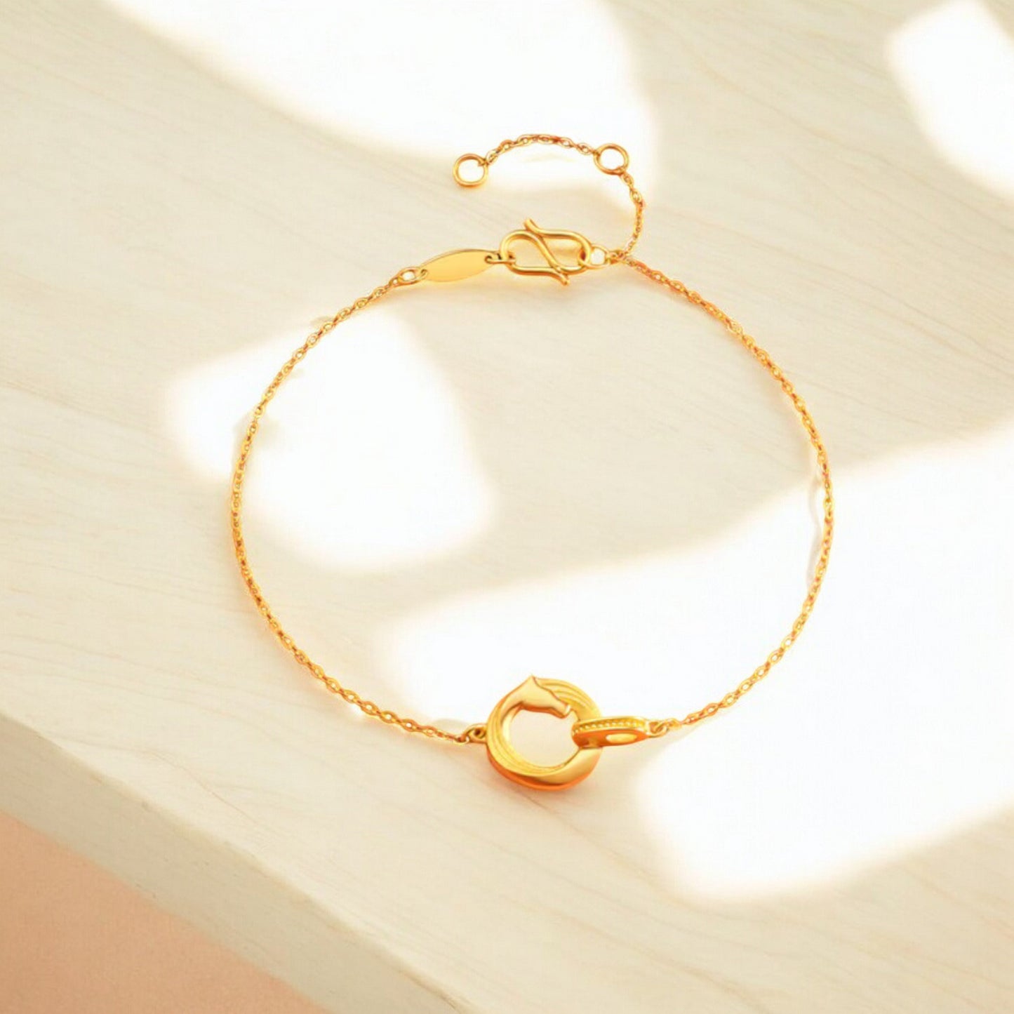 24K 5G 999 Gold Chinese Zodiac Horse Charm Bracelet