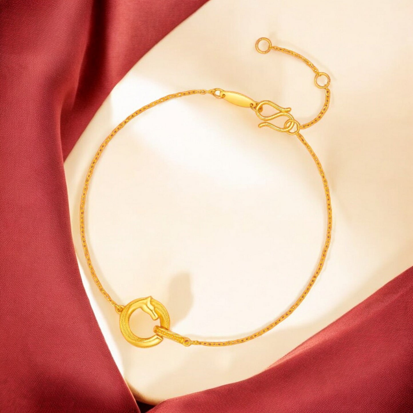 24K 5G 999 Gold Chinese Zodiac Horse Charm Bracelet