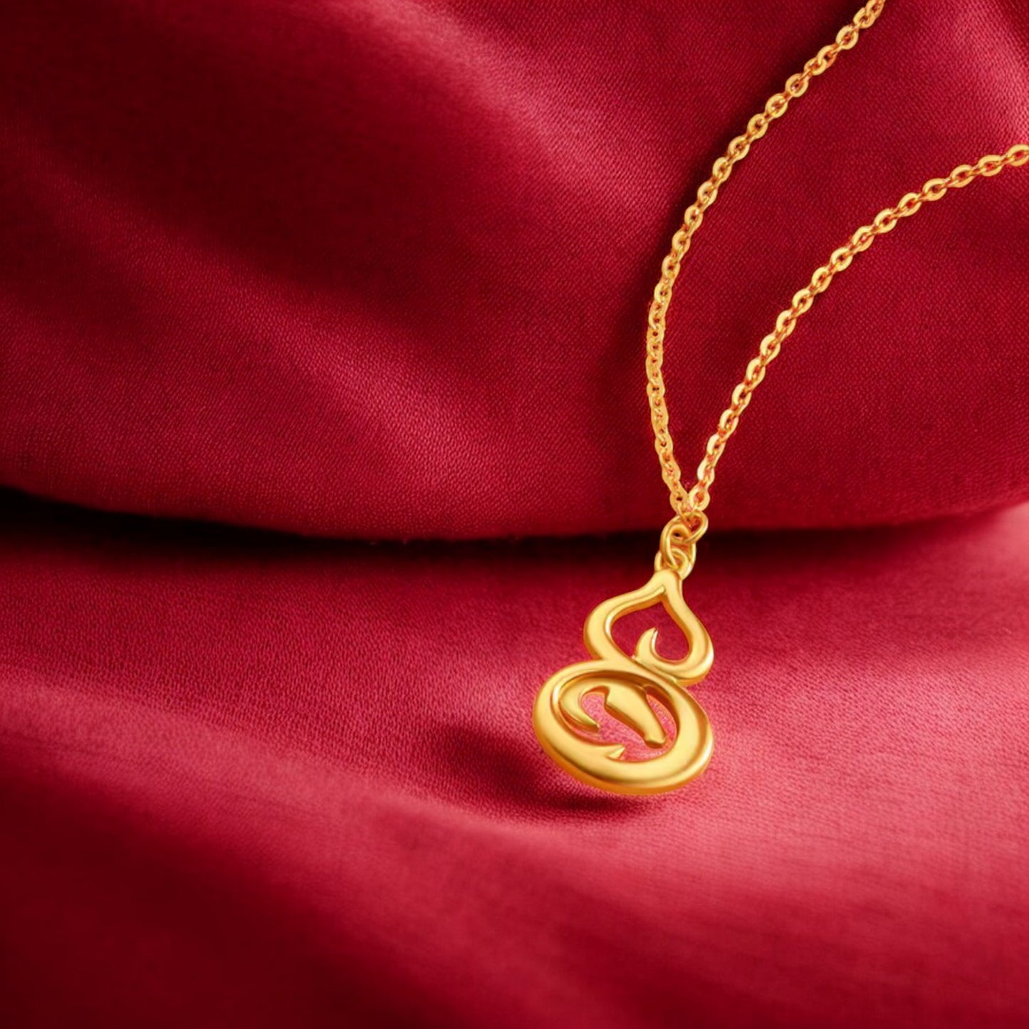 24K 999 5G Gold Lucky Chinese Zodiac Year of Horse Gourd Necklace