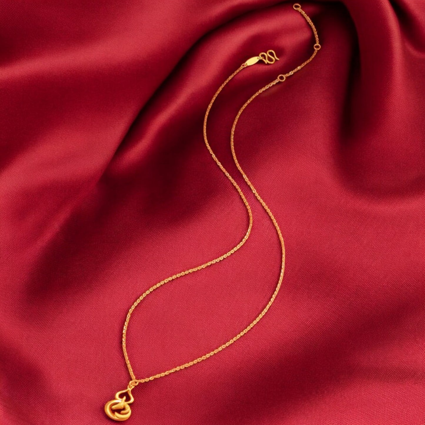 24K 999 5G Gold Lucky Chinese Zodiac Year of Horse Gourd Necklace