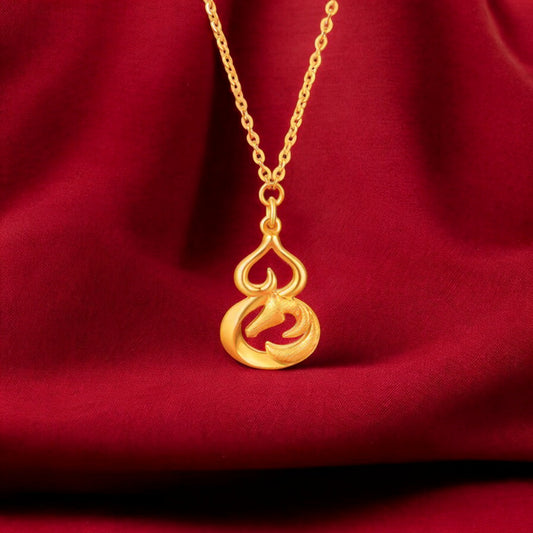 24K 999 5G Gold Lucky Chinese Zodiac Year of Horse Gourd Necklace