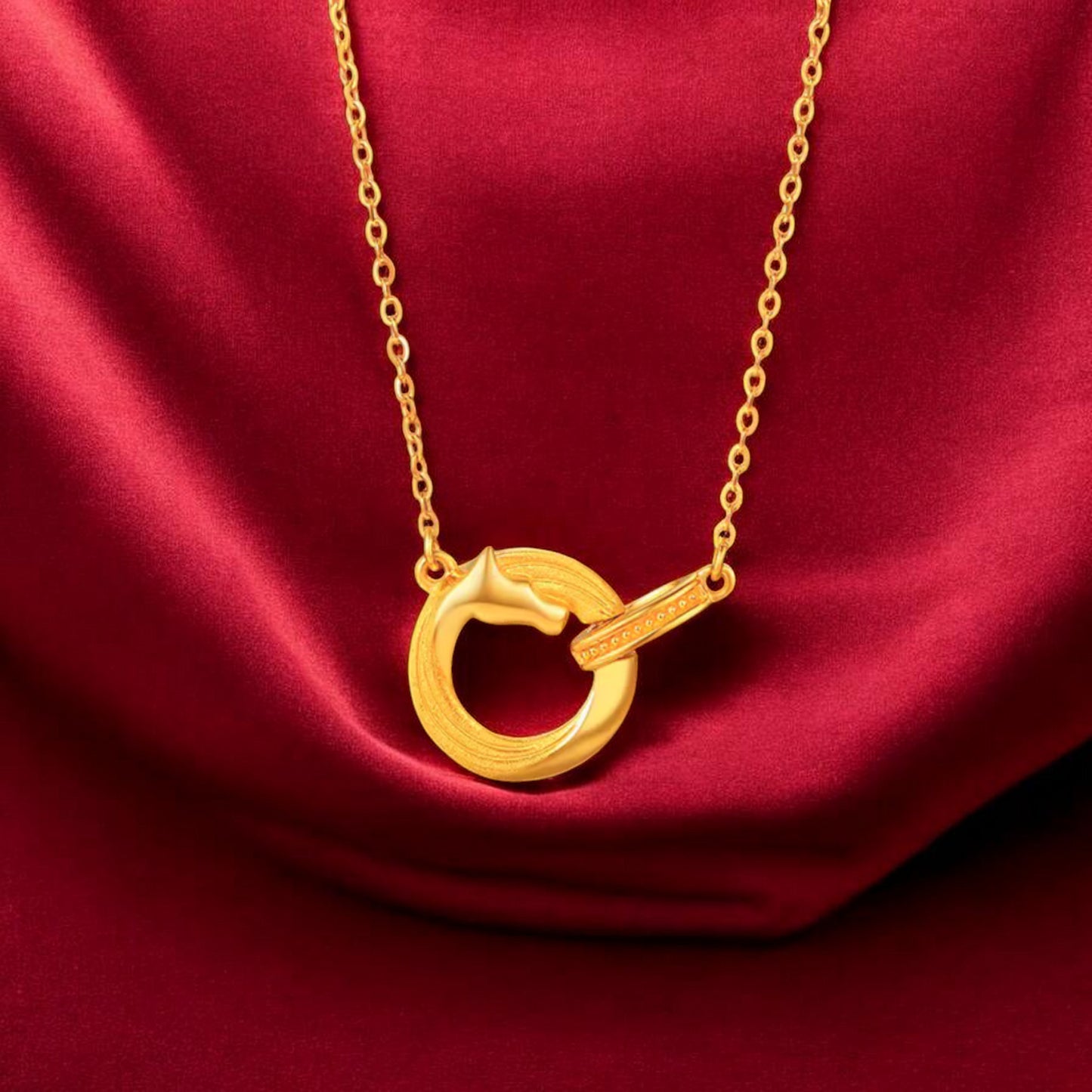 24K 999 5G Gold Lucky Chinese Zodiac Year of Horse Necklace