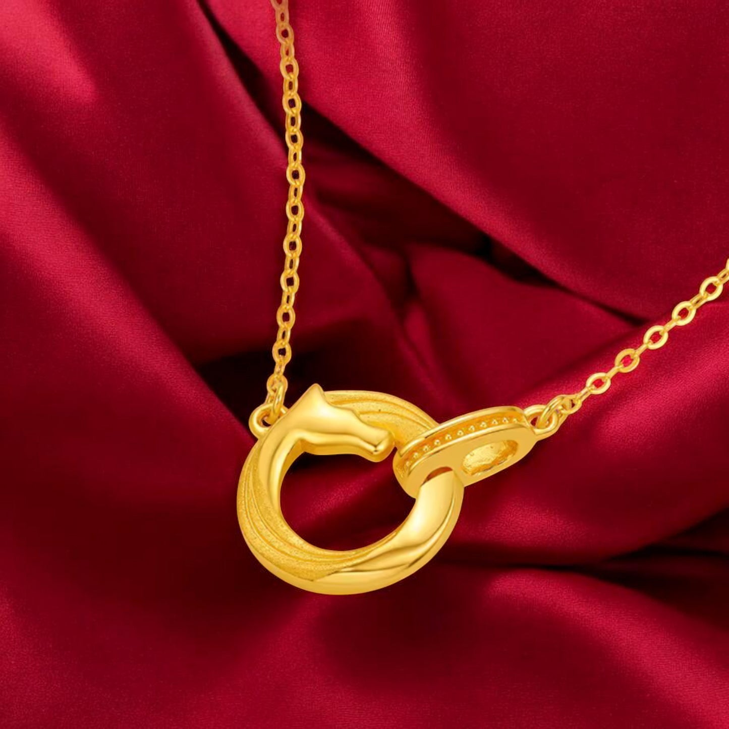 24K 999 5G Gold Lucky Chinese Zodiac Year of Horse Necklace