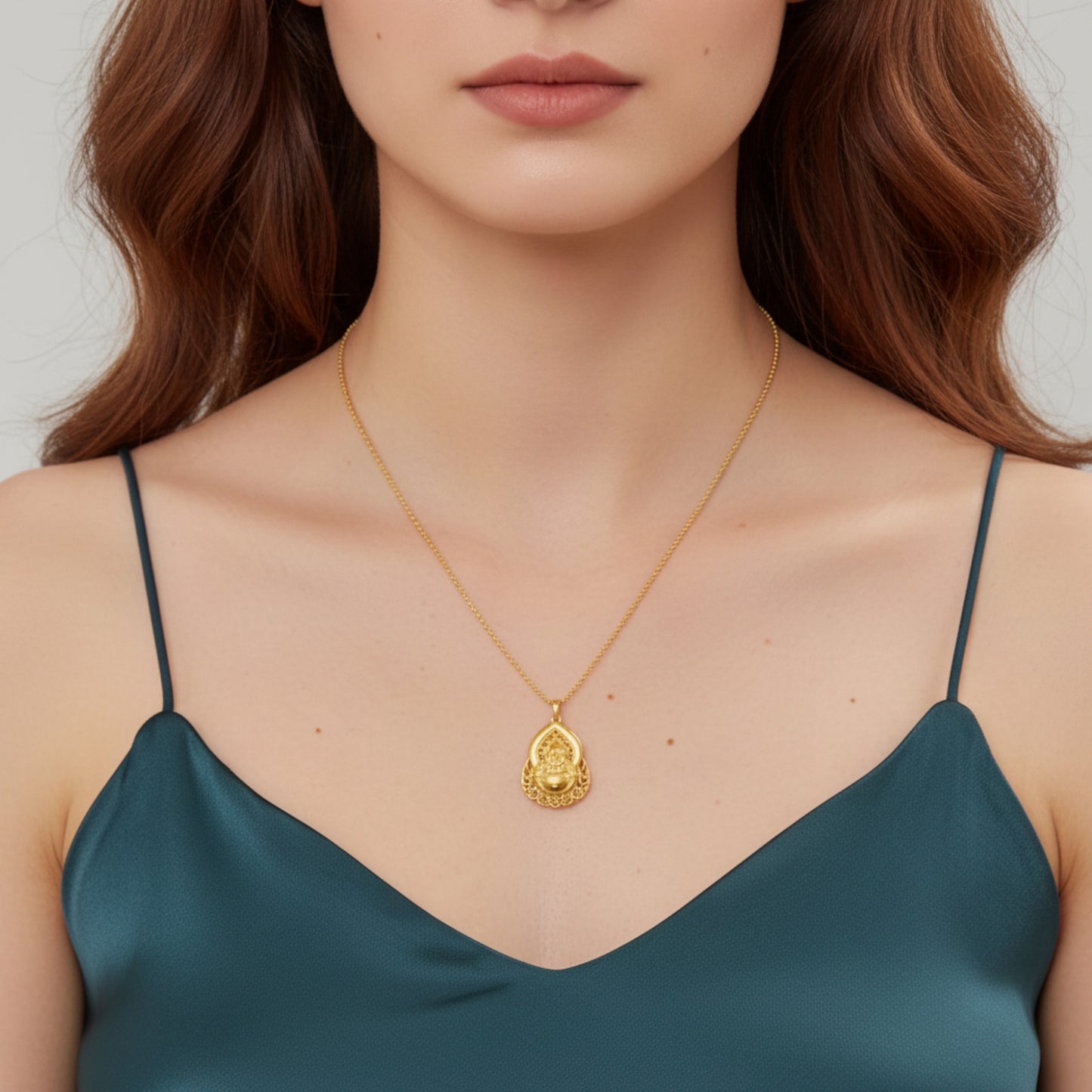 18K Real Gold Cat eye Beads Adjustable chain Necklace