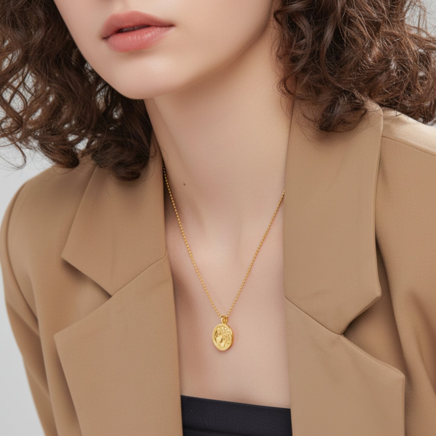18K Real Gold Cat eye Beads Adjustable chain Necklace