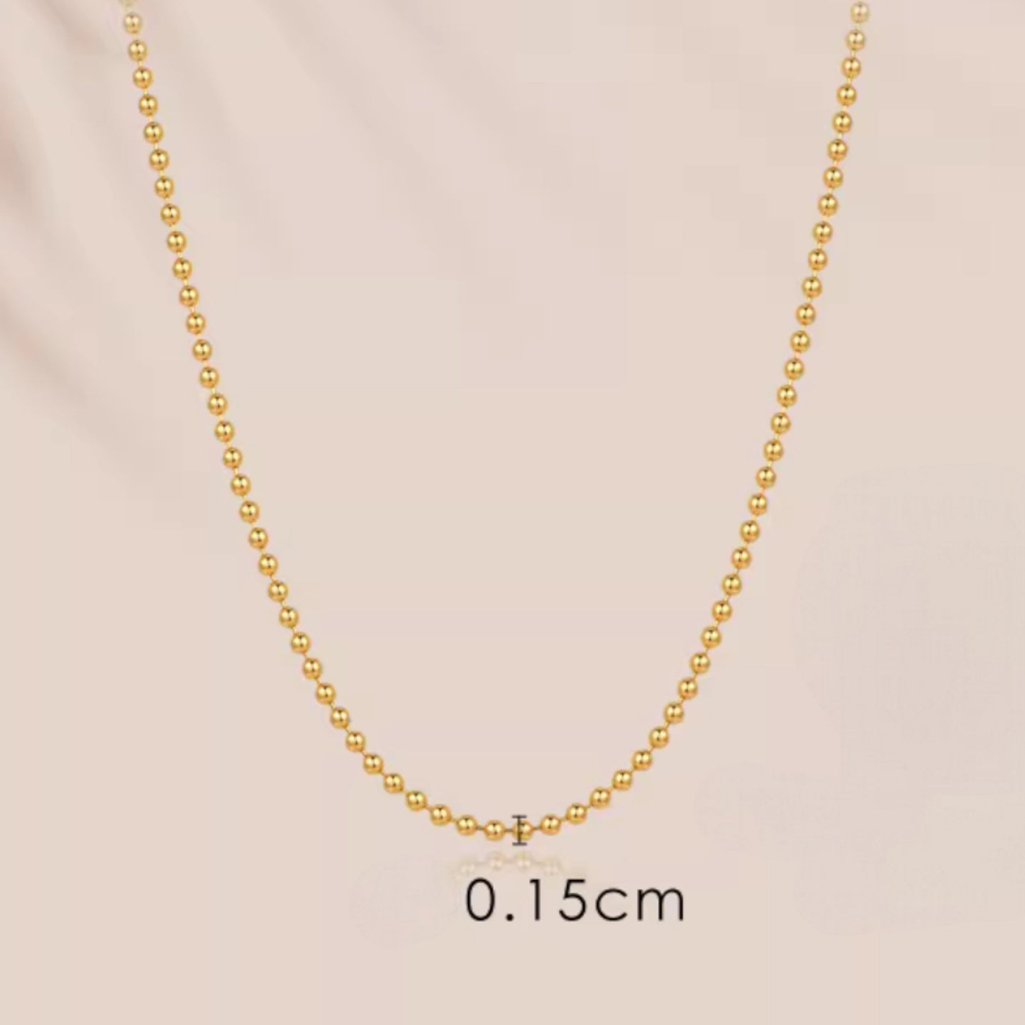 18K Real Gold Cat eye Beads Adjustable chain Necklace