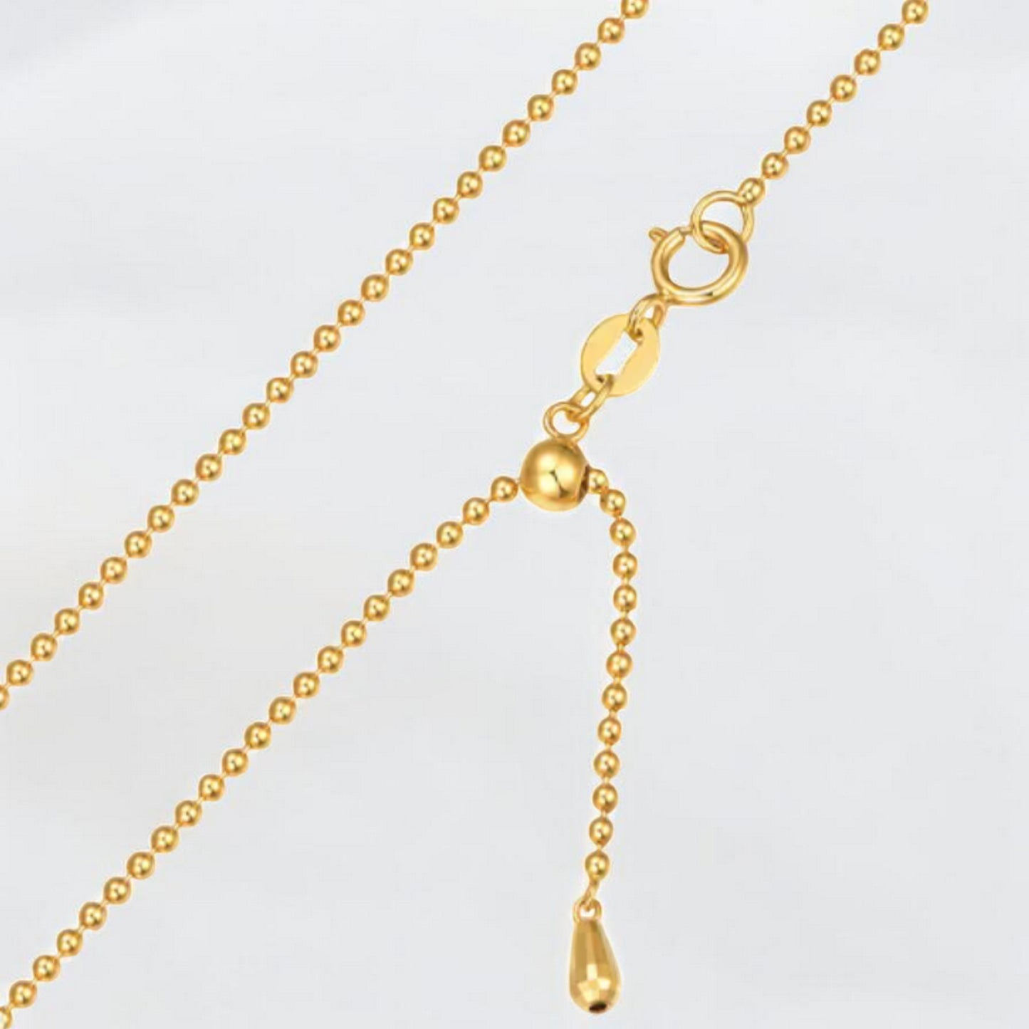 18K Real Gold Cat eye Beads Adjustable chain Necklace