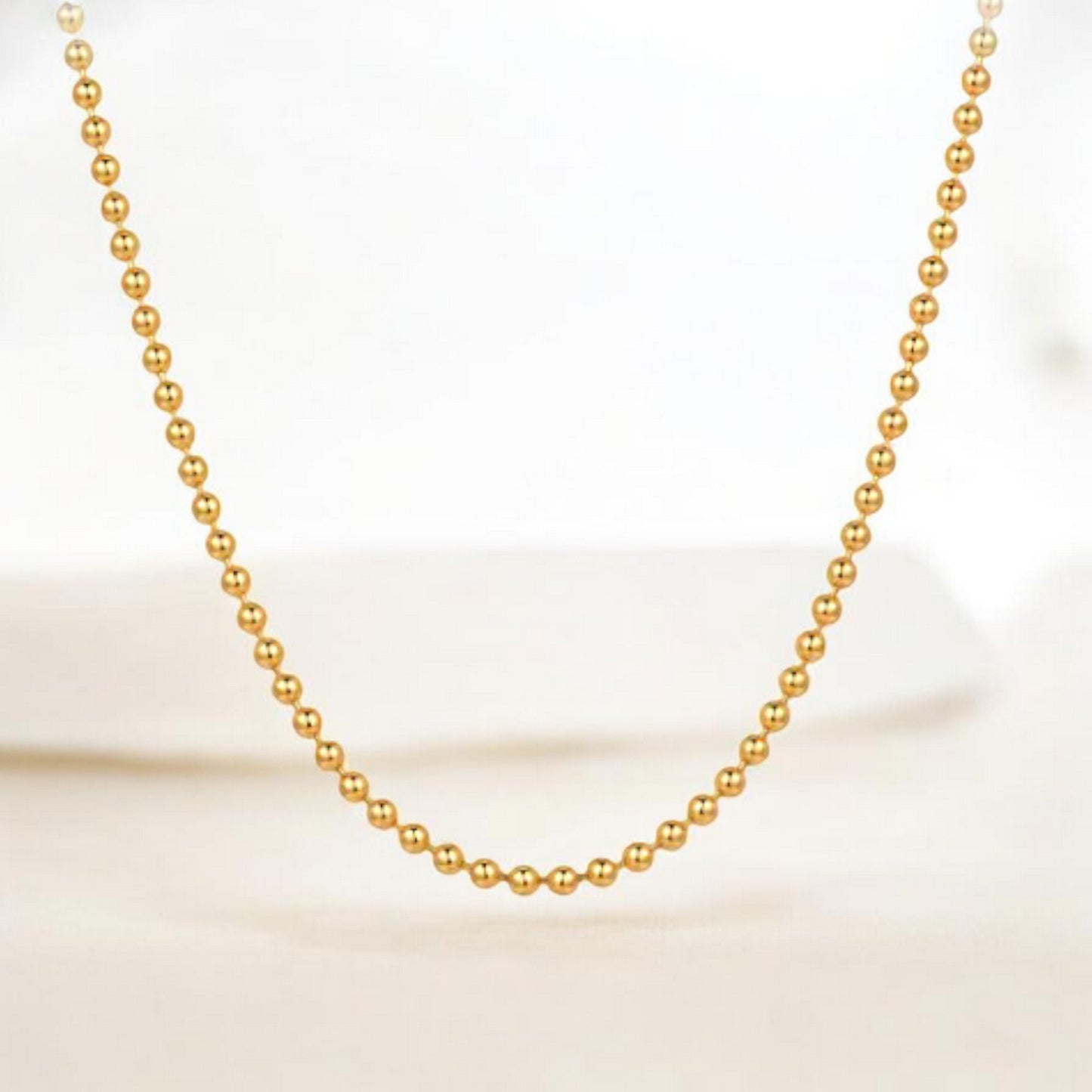 18K Real Gold Cat eye Beads Adjustable chain Necklace