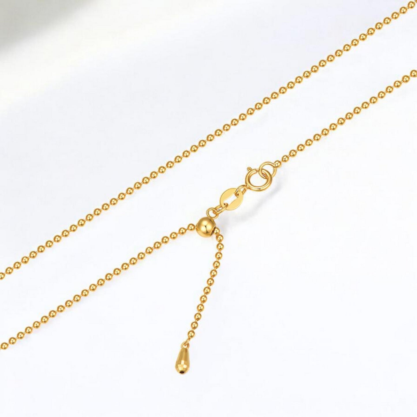 18K Real Gold Cat eye Beads Adjustable chain Necklace