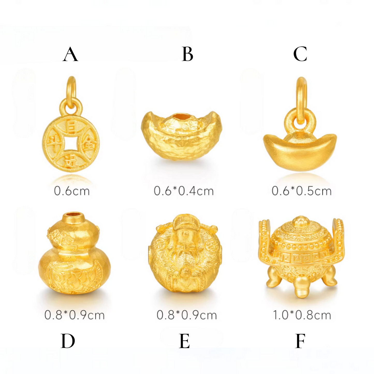 24K Gold Gourd Coin Ingot D.I.Y Accessories Charm Spacer Custom Jewelry