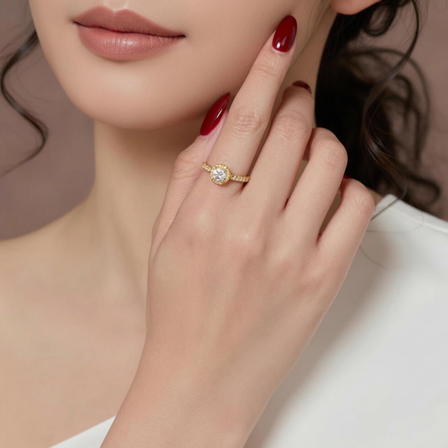 24K Classic Wedding Proposal Bride Moissanite Band Ring
