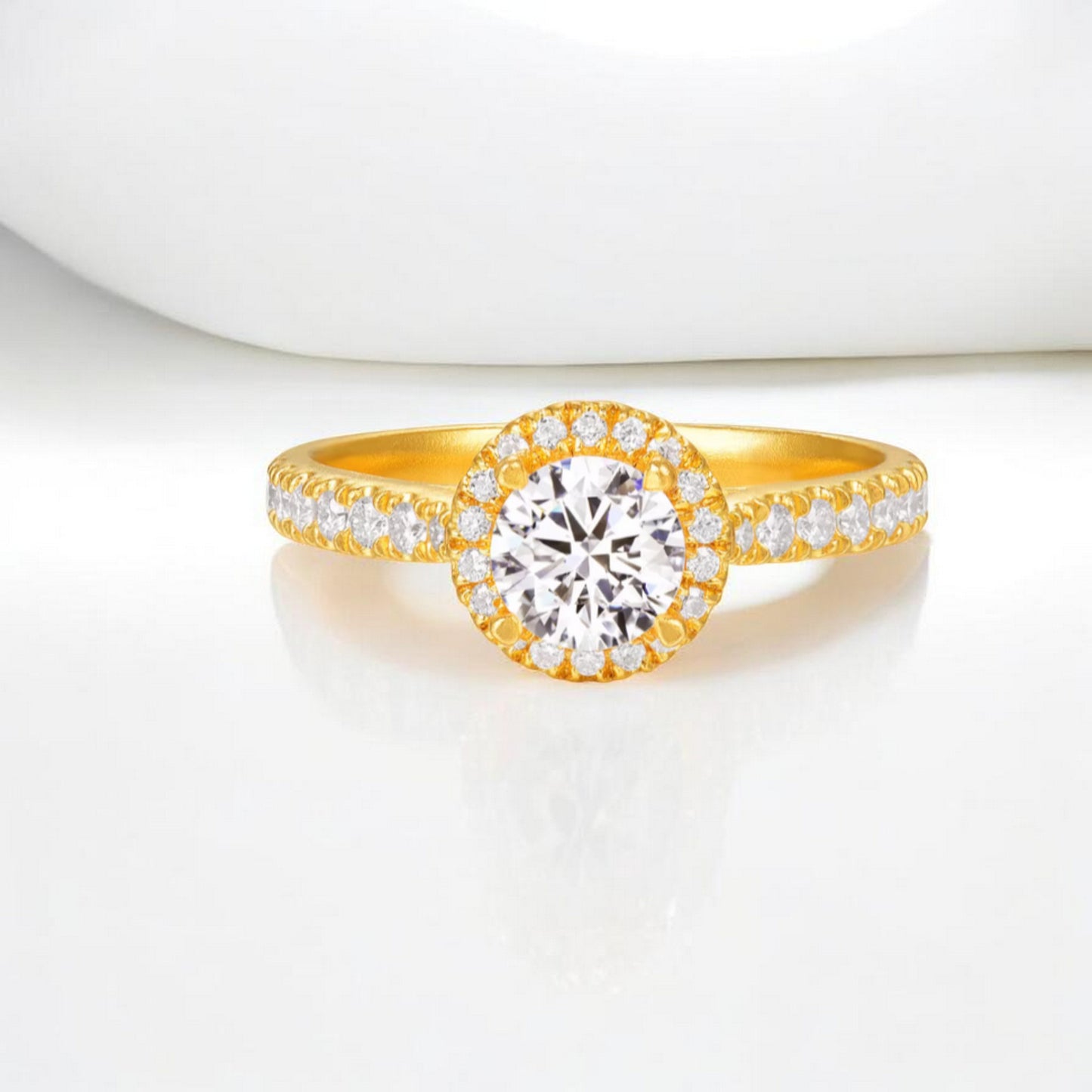 24K Classic Wedding Proposal Bride Moissanite Band Ring